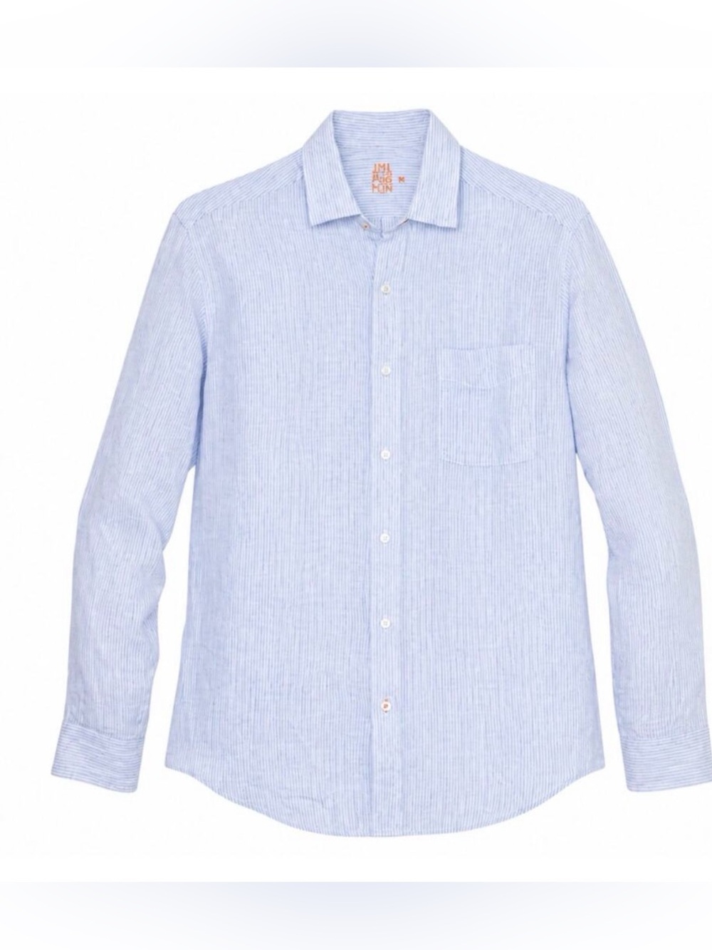 New J McLaughlin Gramercy Classic Fit Linen Shirt Button Up Blue Long Sleeve